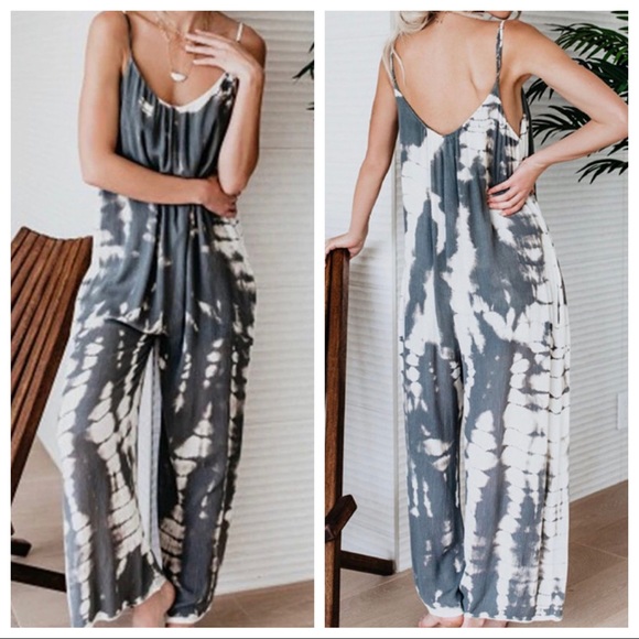 Boho chic tie dye beach boho jumpsuit romper - Picture 3 of 3